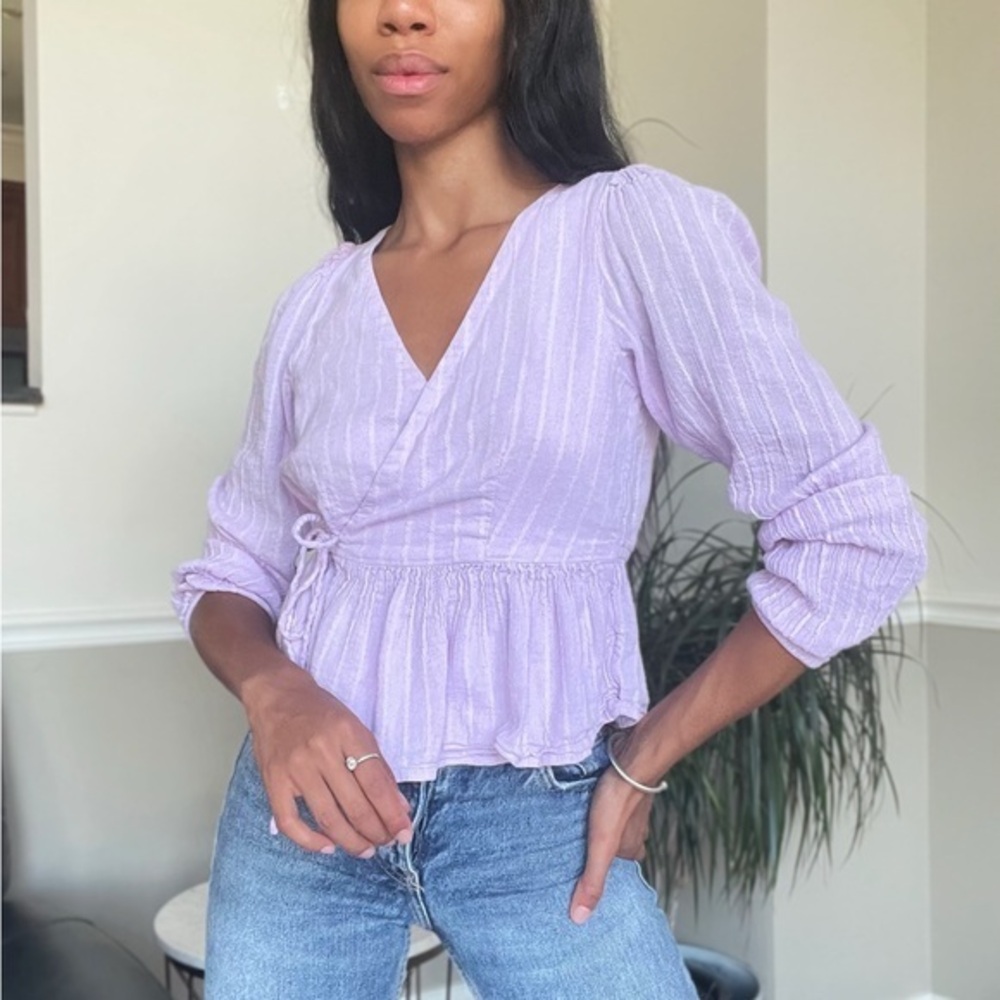 American Eagle Wrap Peplum Top